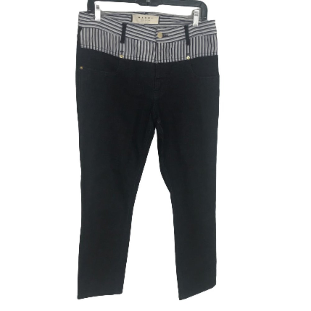 Marni Dark Wash Cropped Jeans Stripe Accent Sz 29